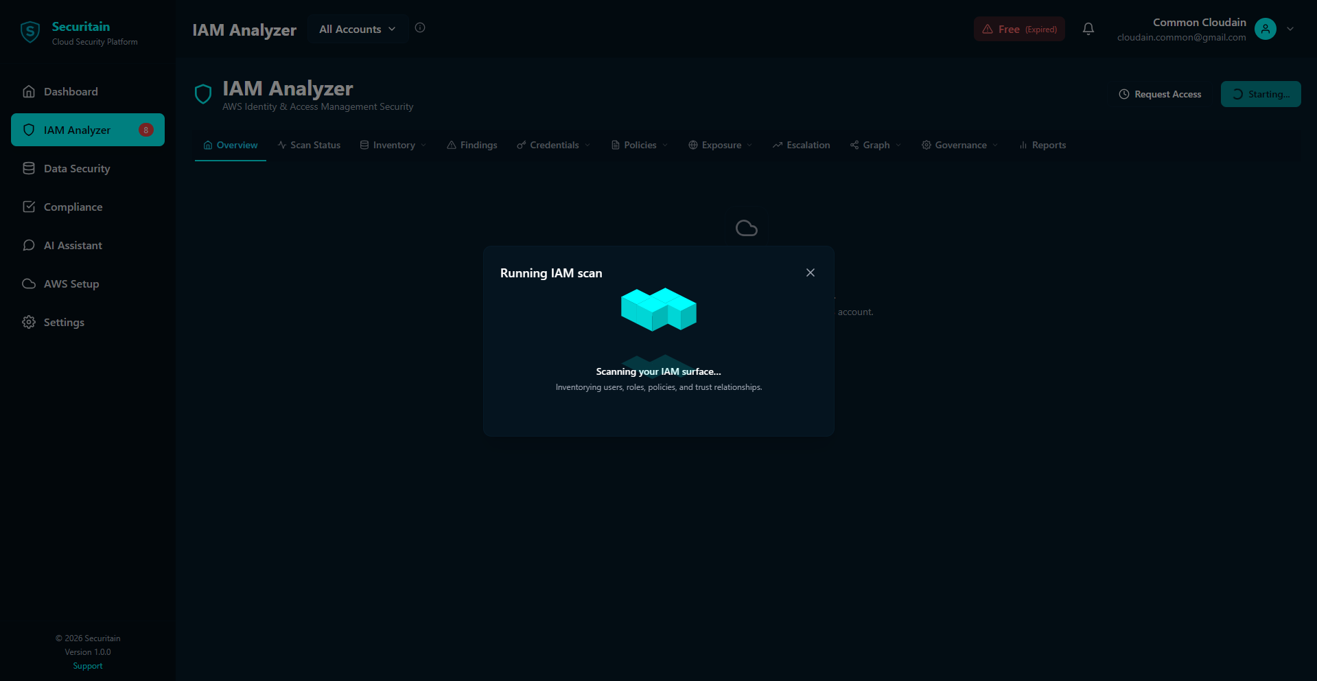 Securitain dashboard screenshot