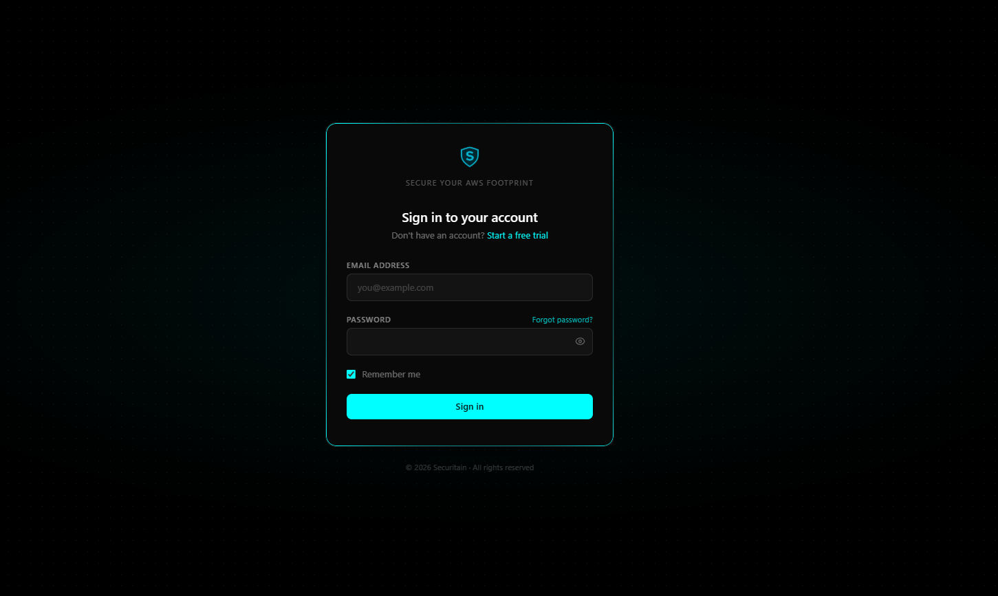 Securitain dashboard screenshot