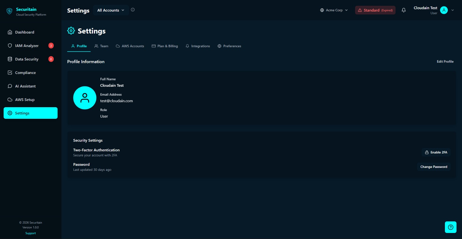 Securitain Platform Demo 8